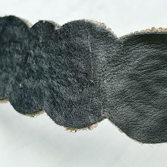 Beaded Faux Leather Stretch Belt Size Small S Womens - Picture 2 of 7